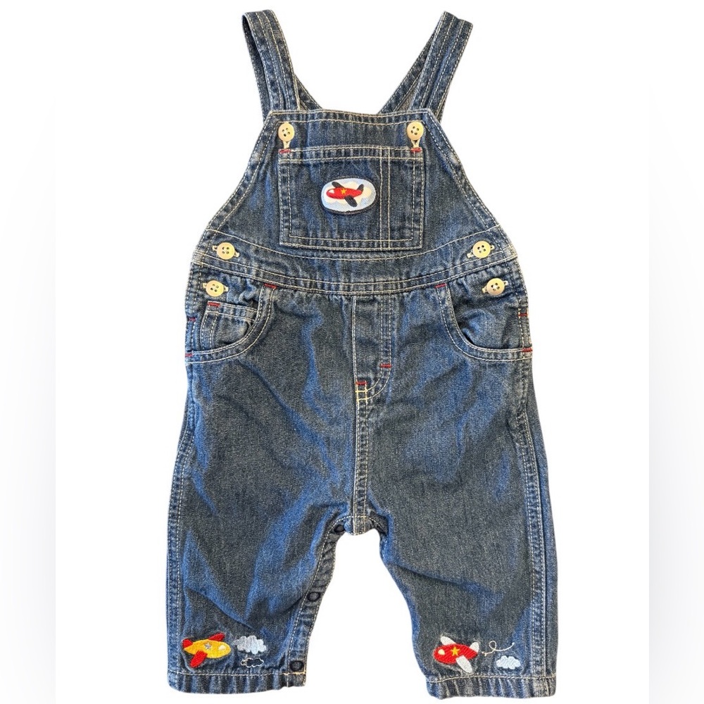 Vintage First Moments Denim Blue Infant Overalls (3-6M)